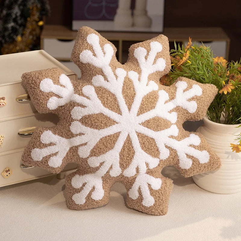 Soft Plush Snowflake Throw Pillow with Tufted Pattern and Sherpa Fabric