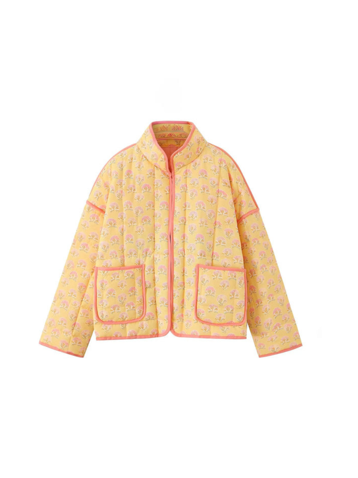 Soft Quilted Jacket with High Collar