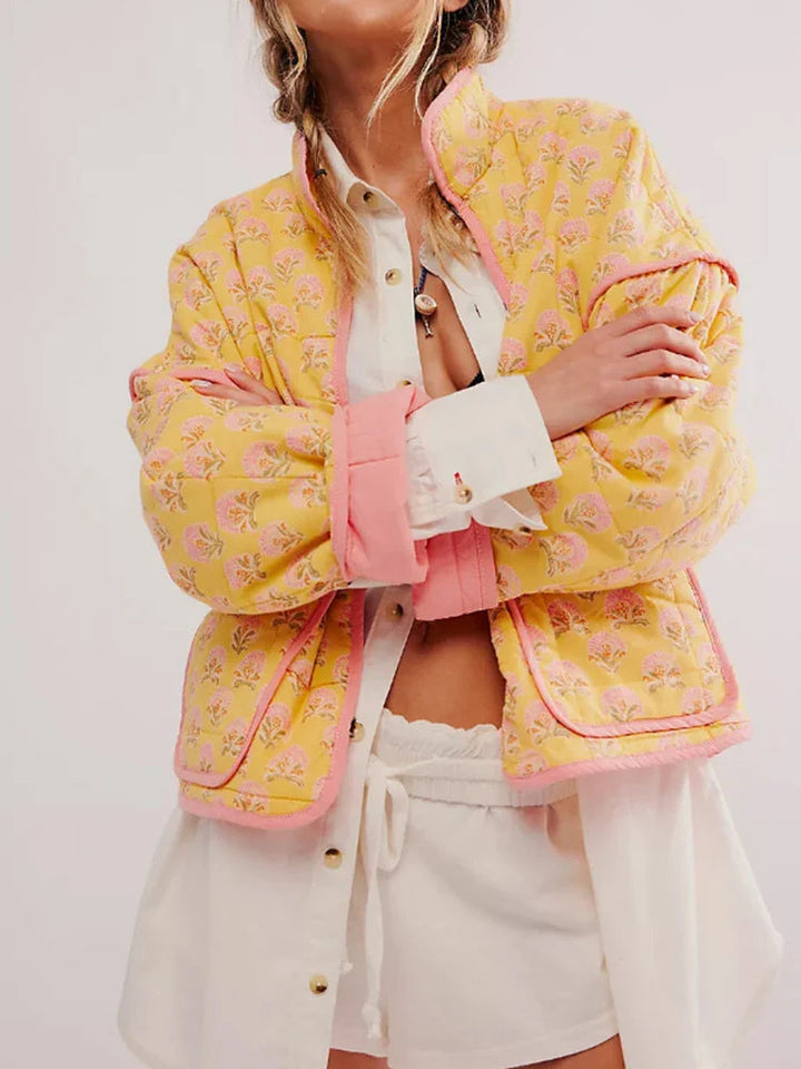 Soft Quilted Jacket with High Collar