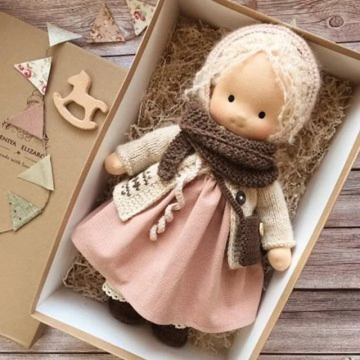 Soft Waldorf Doll Made of Fabric in a Charming Decorative Box