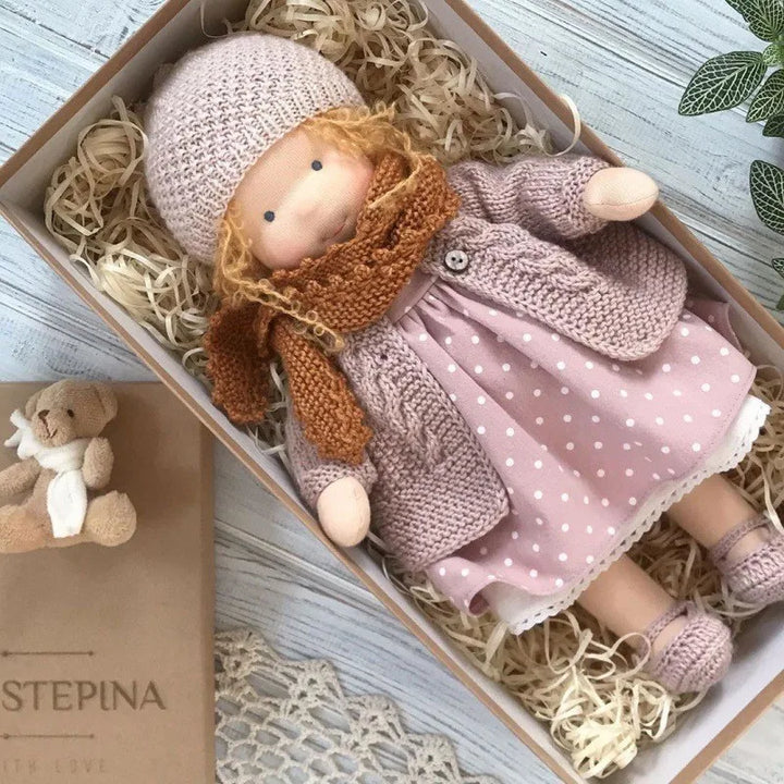 Soft Waldorf Doll Made of Fabric in a Charming Decorative Box