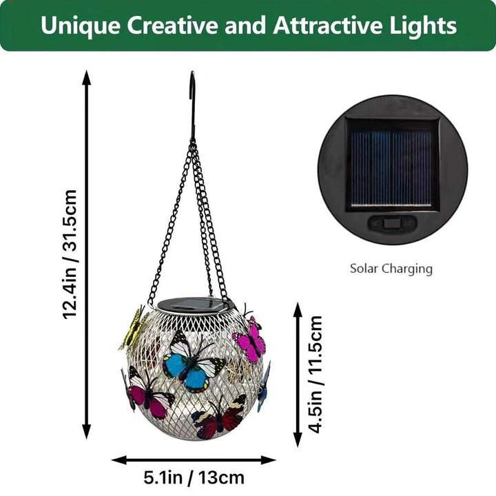 Solar Hanging Outdoor Lanterns with Vintage-Style LED Filament Bulb and Waterproof Metal Cage Suspension
