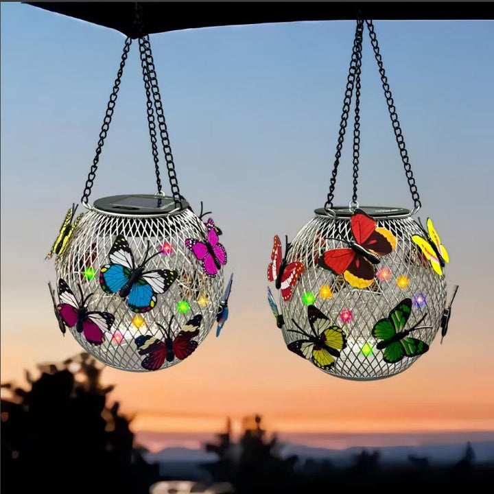 Solar Hanging Outdoor Lanterns with Vintage-Style LED Filament Bulb and Waterproof Metal Cage Suspension