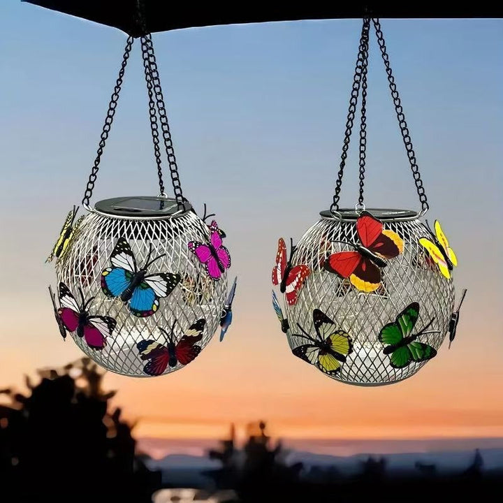 Solar Hanging Outdoor Lanterns with Vintage-Style LED Filament Bulb and Waterproof Metal Cage Suspension