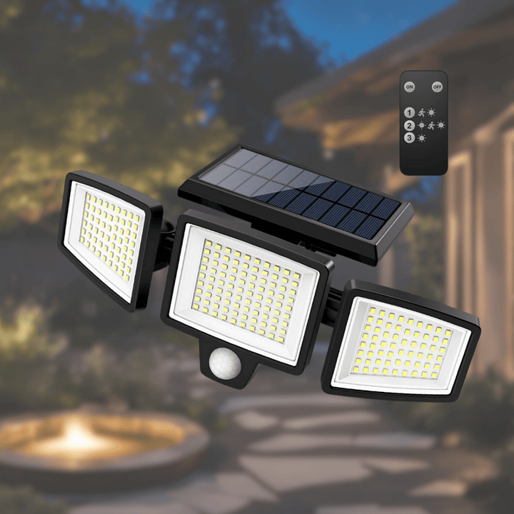 Solar-Powered LED Security Light with Motion Sensor and Remote Control