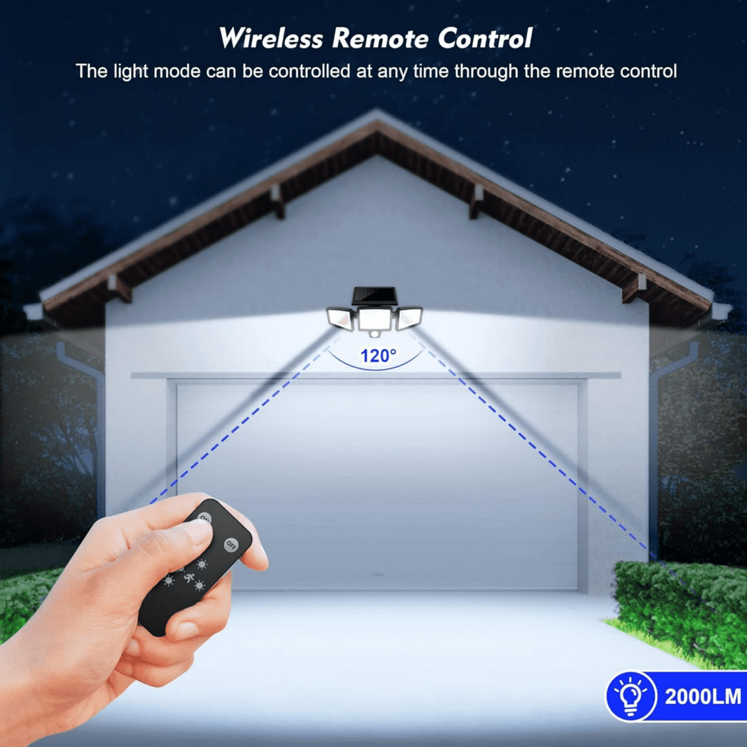 Solar-Powered LED Security Light with Motion Sensor and Remote Control