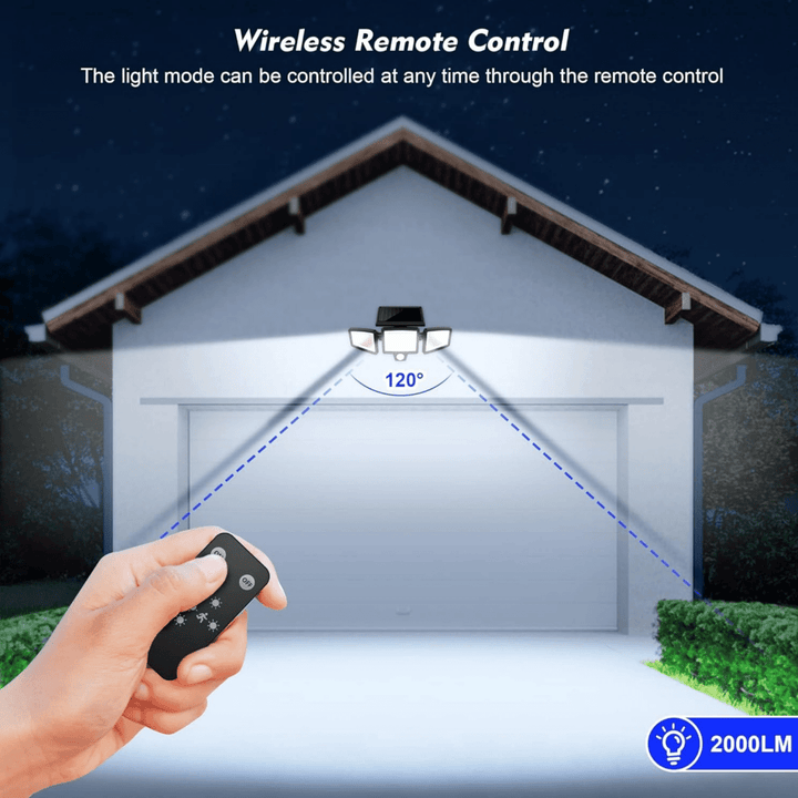 Solar-Powered LED Security Light with Motion Sensor and Remote Control