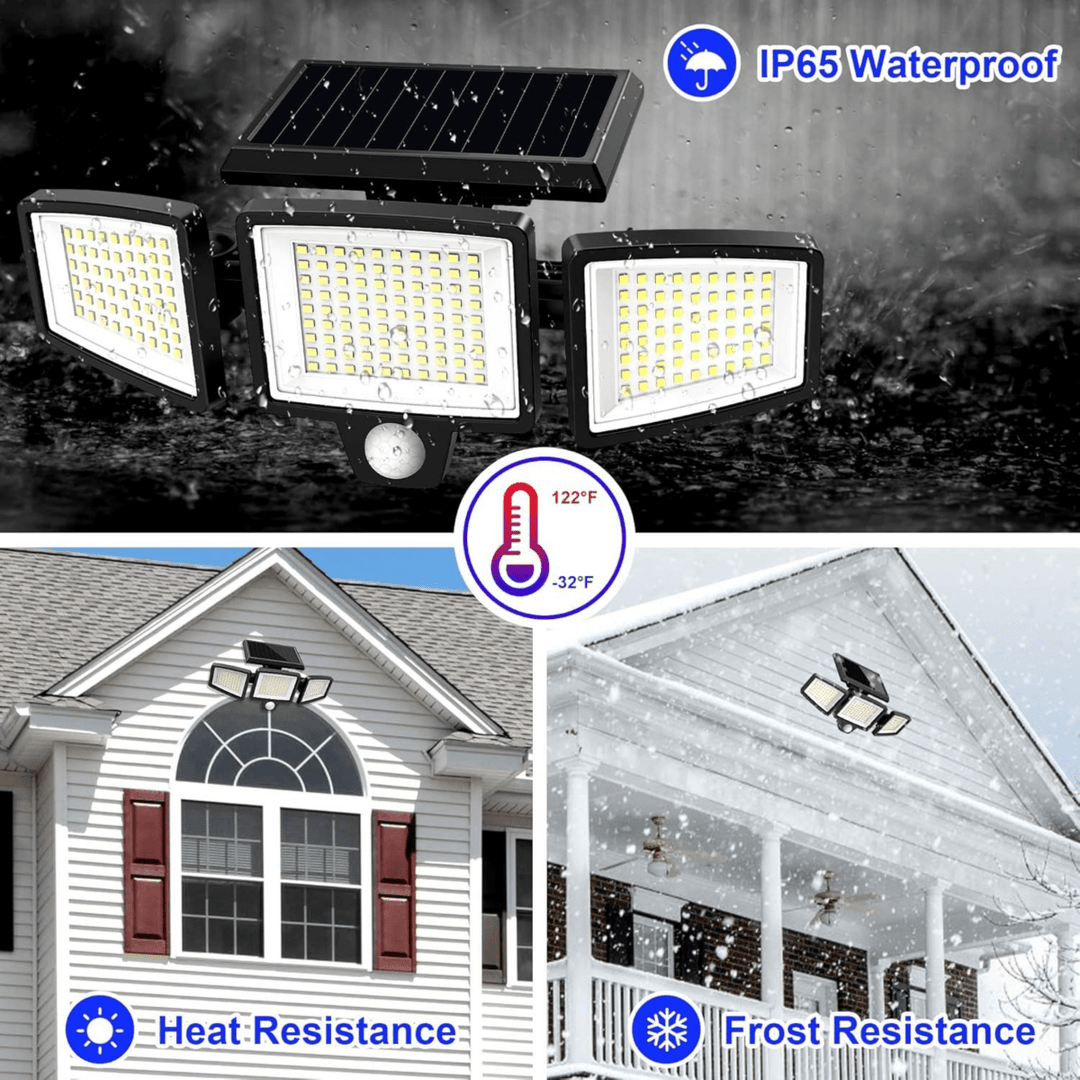Solar-Powered LED Security Light with Motion Sensor and Remote Control