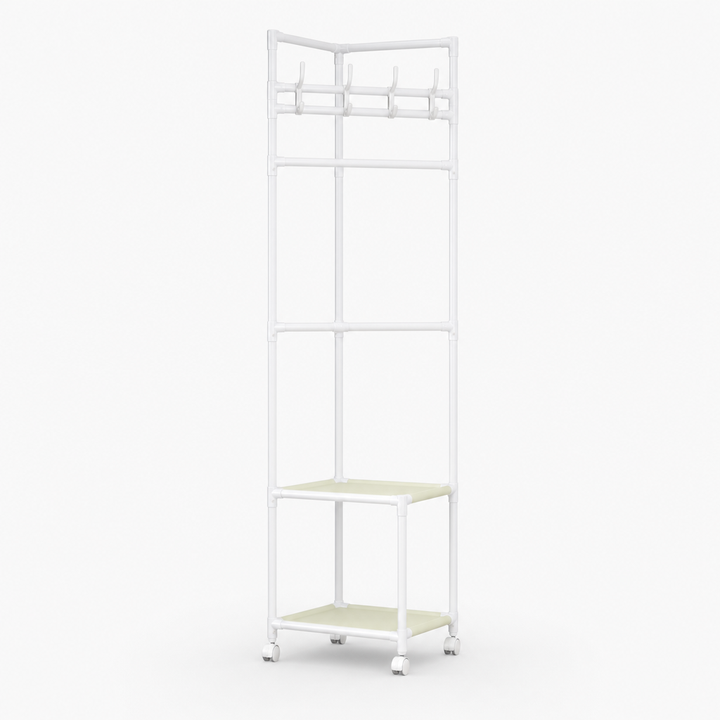 Space-Saving Garment Rack with Shelf and Hooks