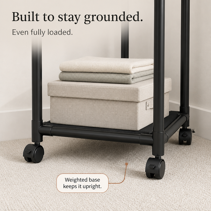 Space-Saving Garment Rack with Shelf and Hooks