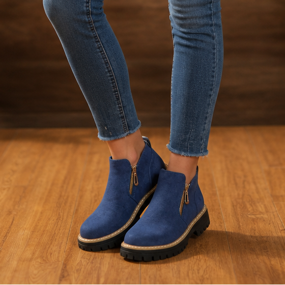 Square-Heel Zip-Up Ankle Boots