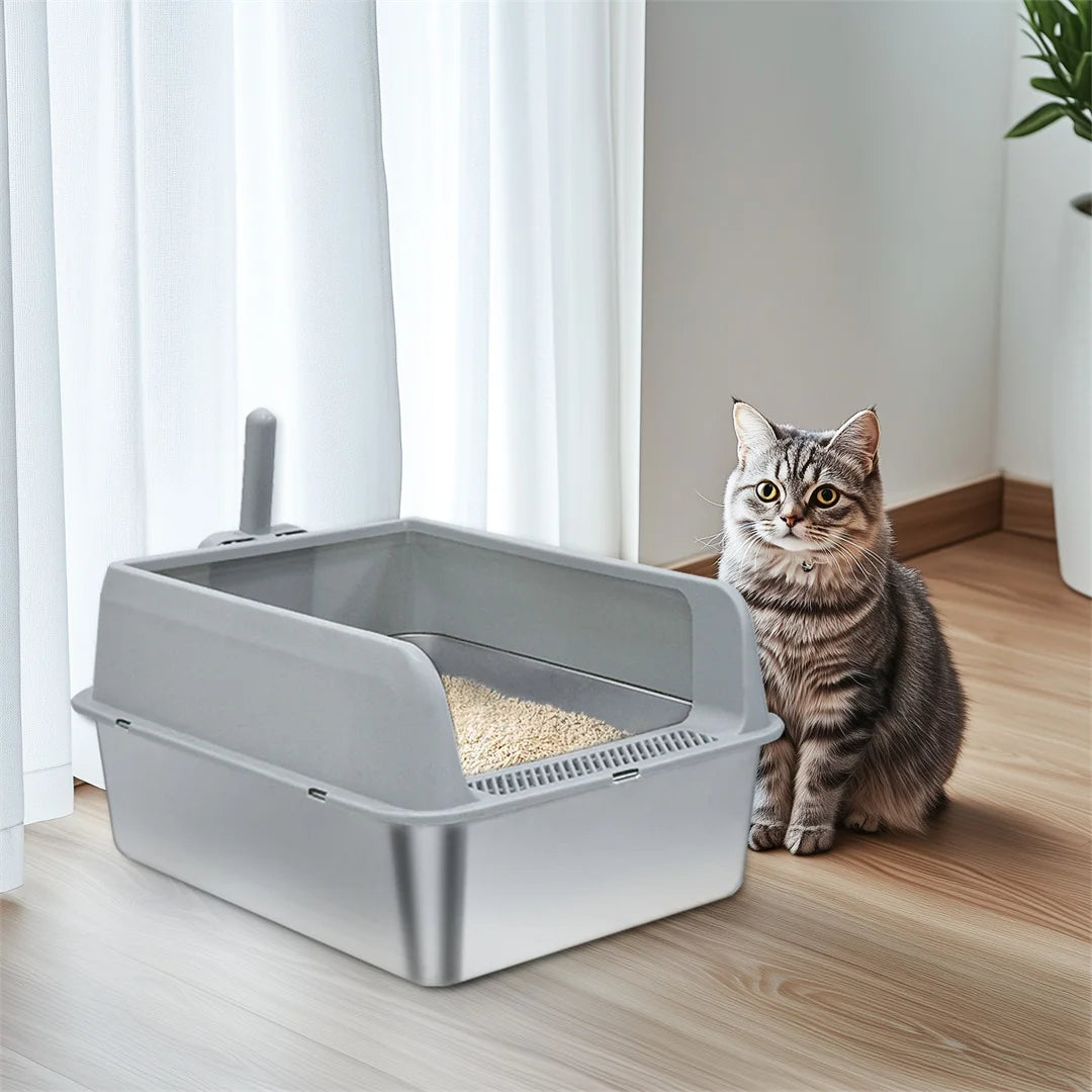 Stainless Steel Cat Litter Box with Easy Front Access