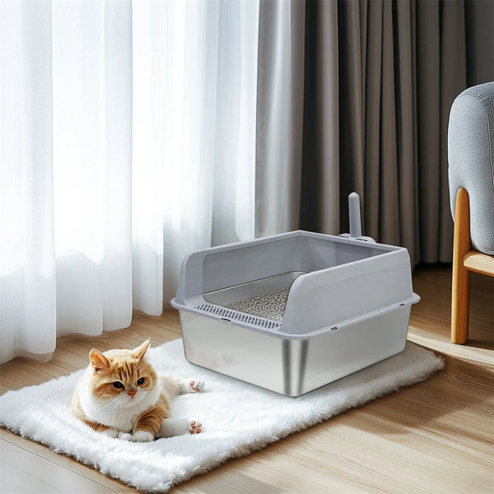 Stainless Steel Cat Litter Box with Easy Front Access