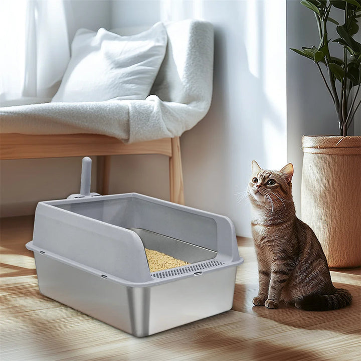 Stainless Steel Cat Litter Box with Easy Front Access