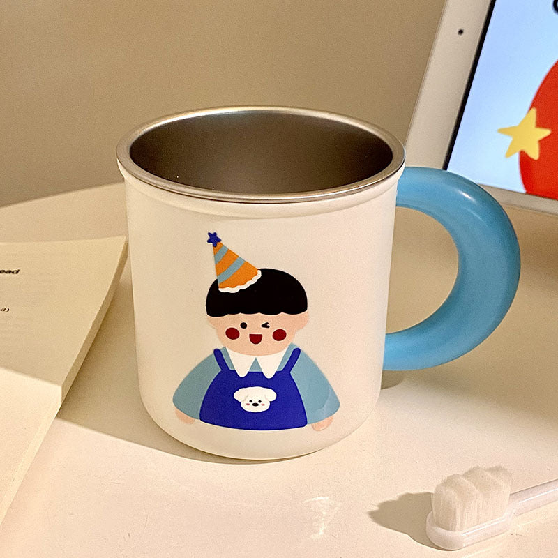 Stainless Steel Coffee Mug with Cheerful Children&
