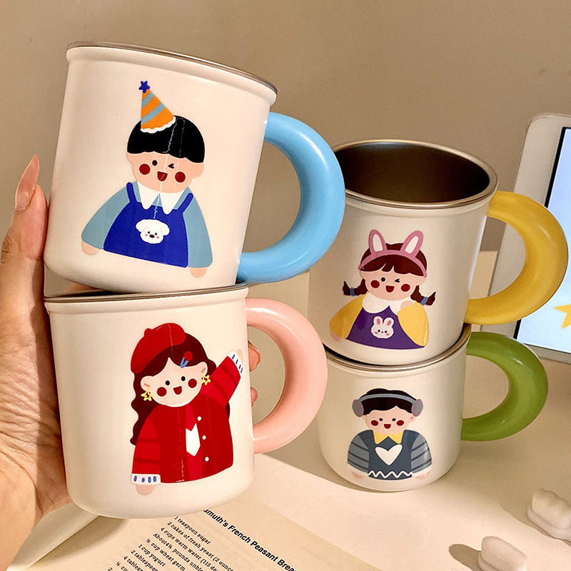 Stainless Steel Coffee Mug with Cheerful Children&