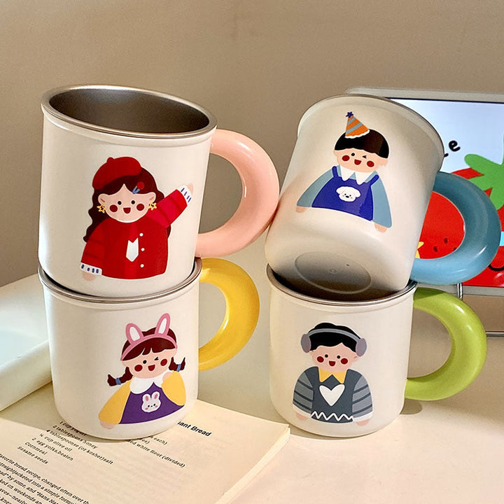 Stainless Steel Coffee Mug with Cheerful Children&