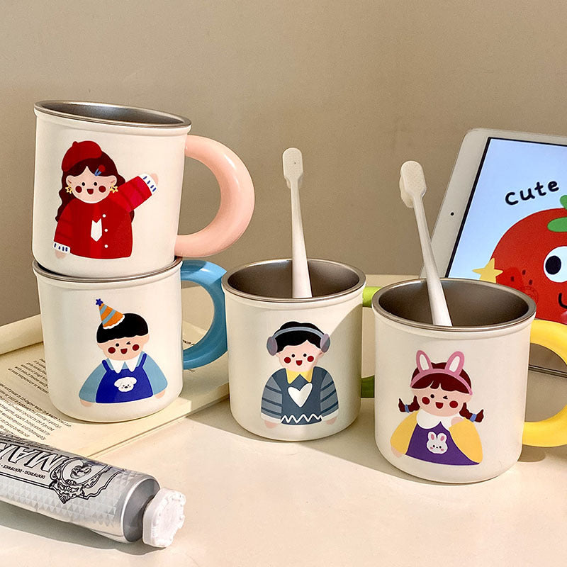 Stainless Steel Coffee Mug with Cheerful Children&