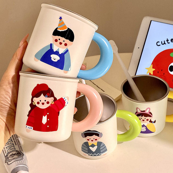 Stainless Steel Coffee Mug with Cheerful Children&