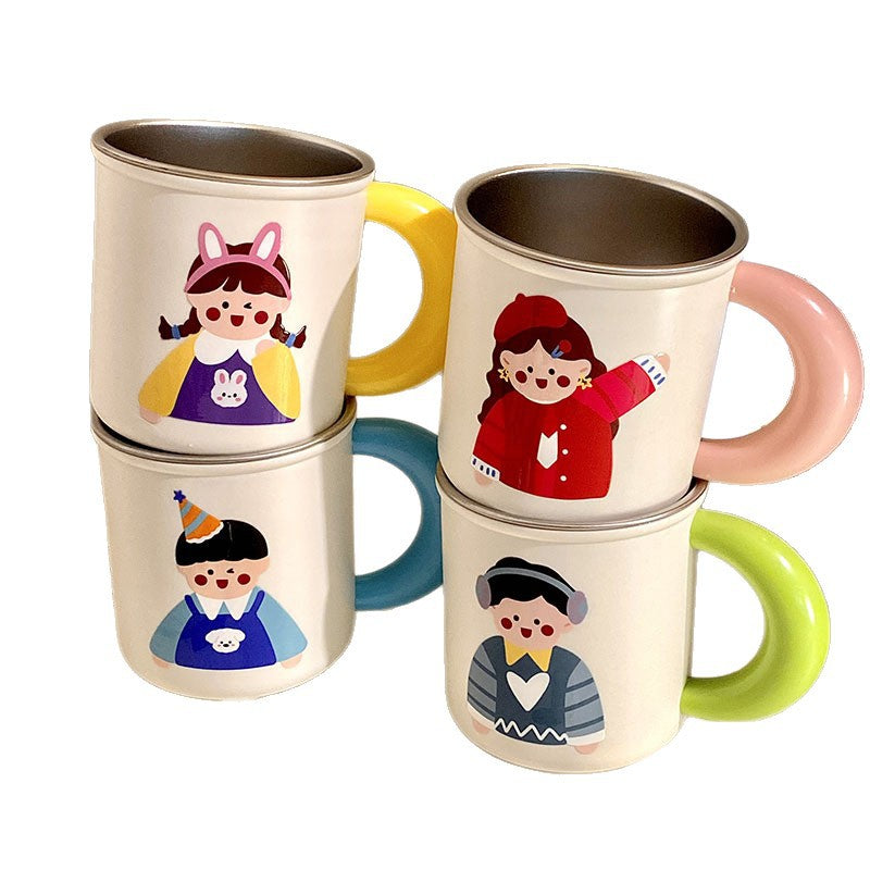 Stainless Steel Coffee Mug with Cheerful Children&