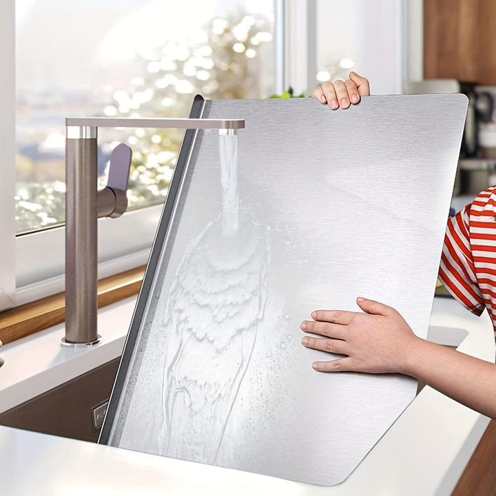 Stainless Steel Cutting Board - Non-Slip with Protective Edge