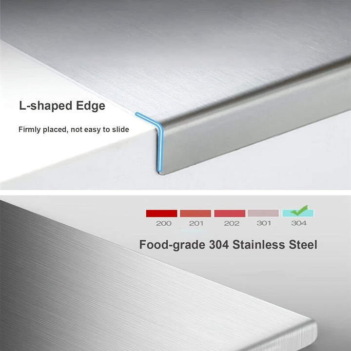 Stainless Steel Cutting Board - Non-Slip with Protective Edge