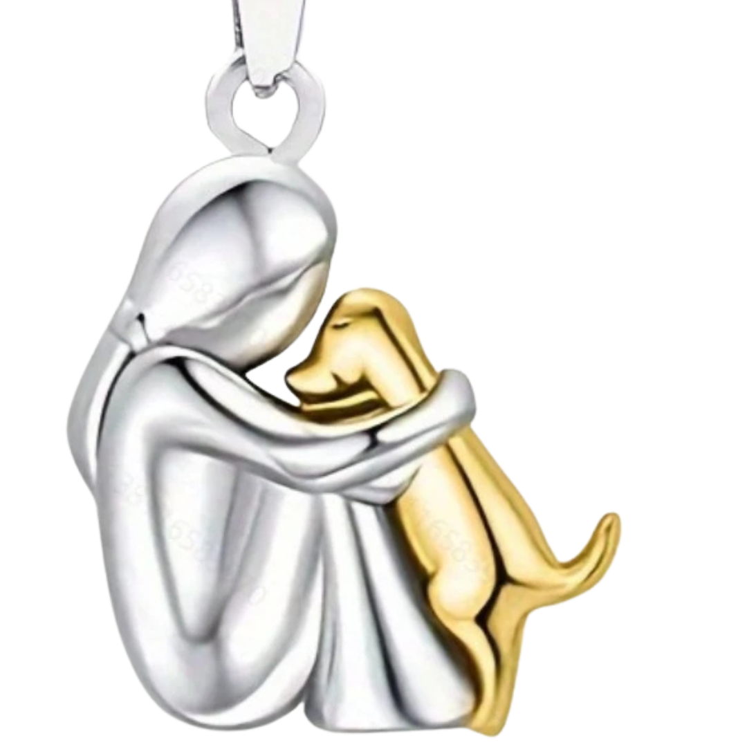Stainless Steel Pendant Necklace in Silver with Hug Motif for Everyday Wear &amp; Gifting
