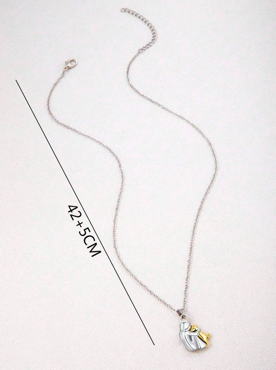 Stainless Steel Pendant Necklace in Silver with Hug Motif for Everyday Wear &amp; Gifting