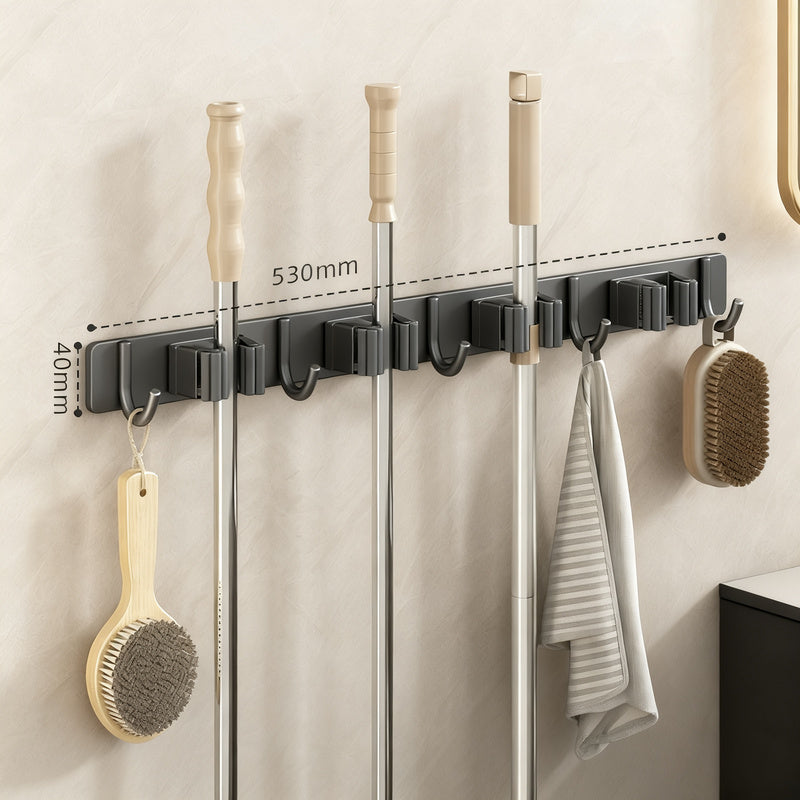 Stainless Steel Wall-Mounted Broom and Mop Holder