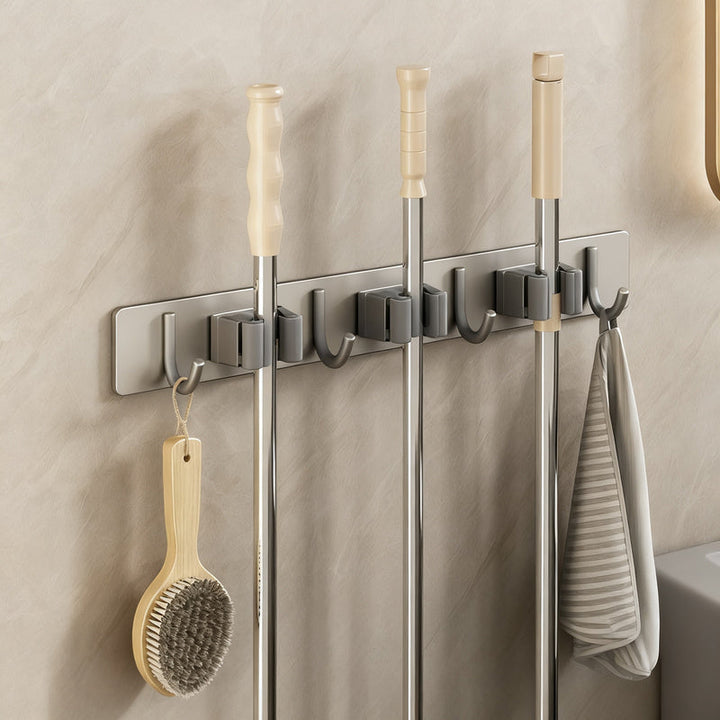 Stainless Steel Wall-Mounted Broom and Mop Holder