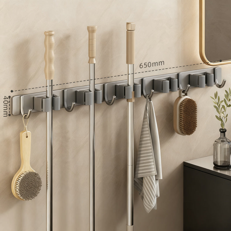 Stainless Steel Wall-Mounted Broom and Mop Holder