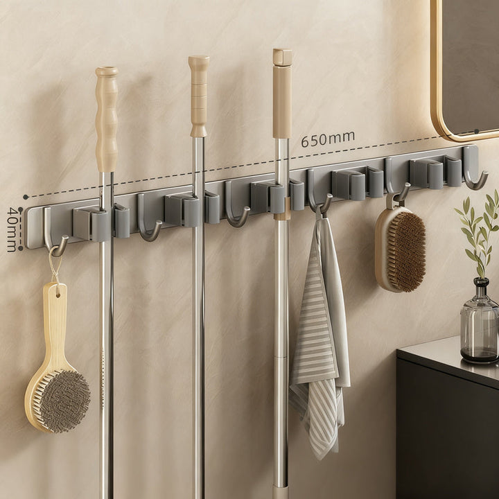 Stainless Steel Wall-Mounted Broom and Mop Holder