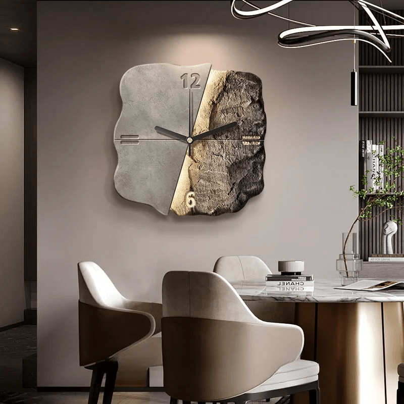STONEAURA – Modern Sandstone Wall Clock with 3D Relief &amp; Silent Quartz Technology