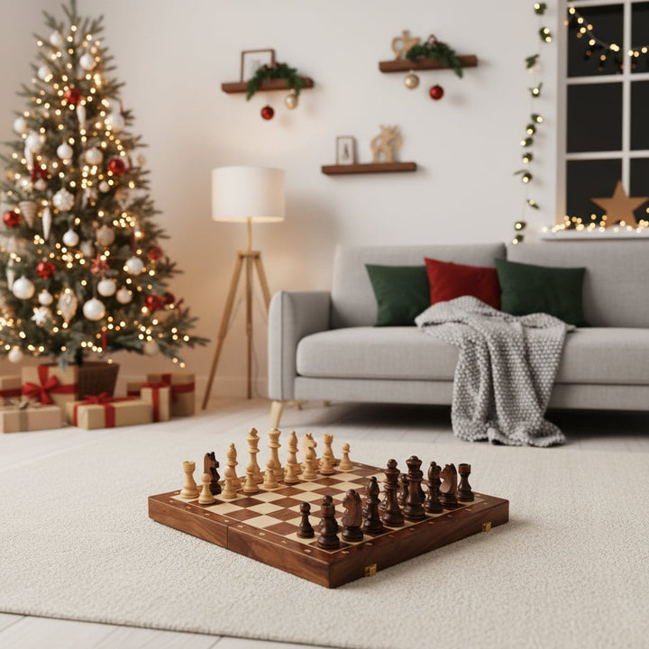 STRATEGIQON – Premium chess set made of wood with classic, foldable walnut wood board