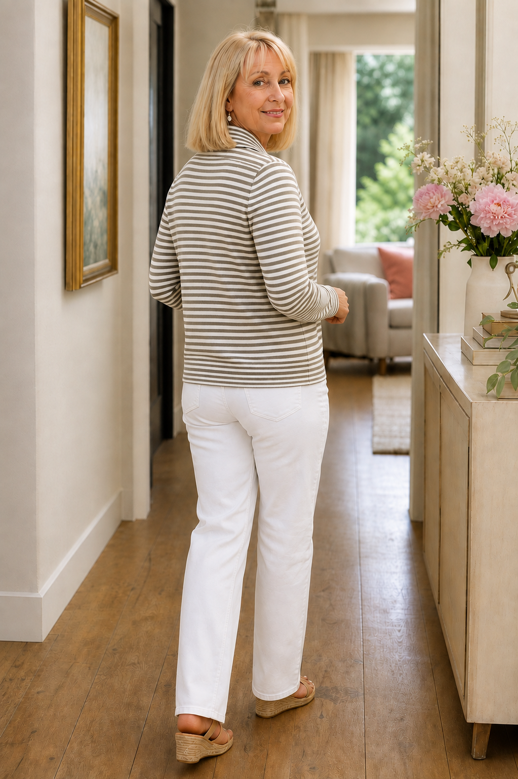 Striped Open-Front Knit Cardigan
