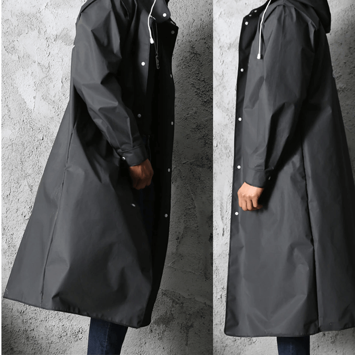 Stylish Long Black Raincoat