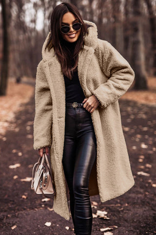 Stylish Long Hooded Teddy Coat