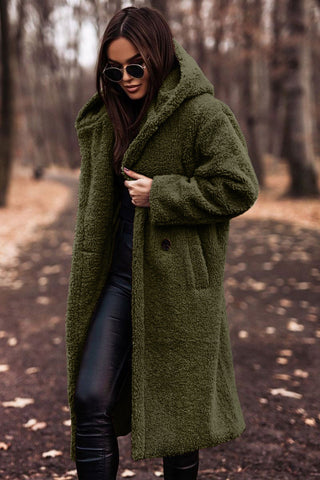 Stylish Long Hooded Teddy Coat