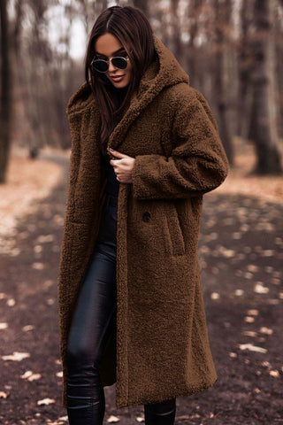 Stylish Long Hooded Teddy Coat