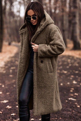 Stylish Long Hooded Teddy Coat