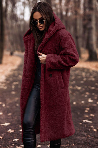 Stylish Long Hooded Teddy Coat