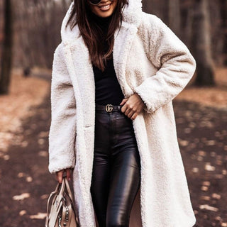 Stylish Long Hooded Teddy Coat