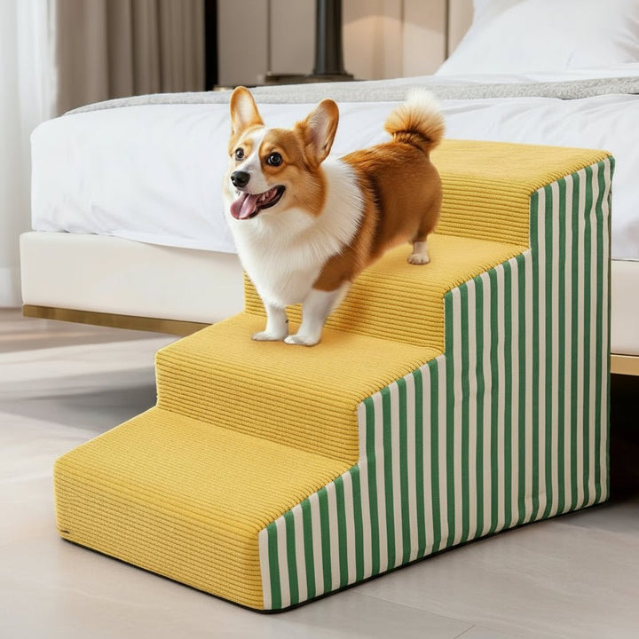 Supportive Foam Dog Stairs with Gentle Incline and Secure Grip