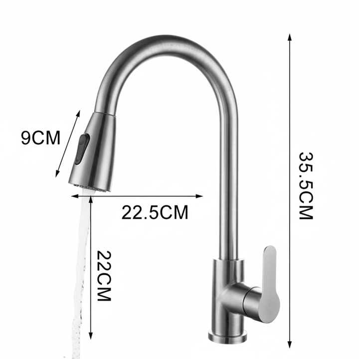 SWIVELUX – Elegant kitchen faucet with pull-out function and 360° rotation