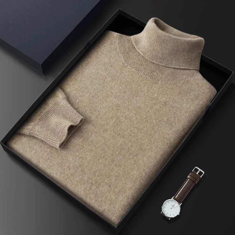 Sylvara 100% Pure Cashmere Turtleneck Sweater for Men