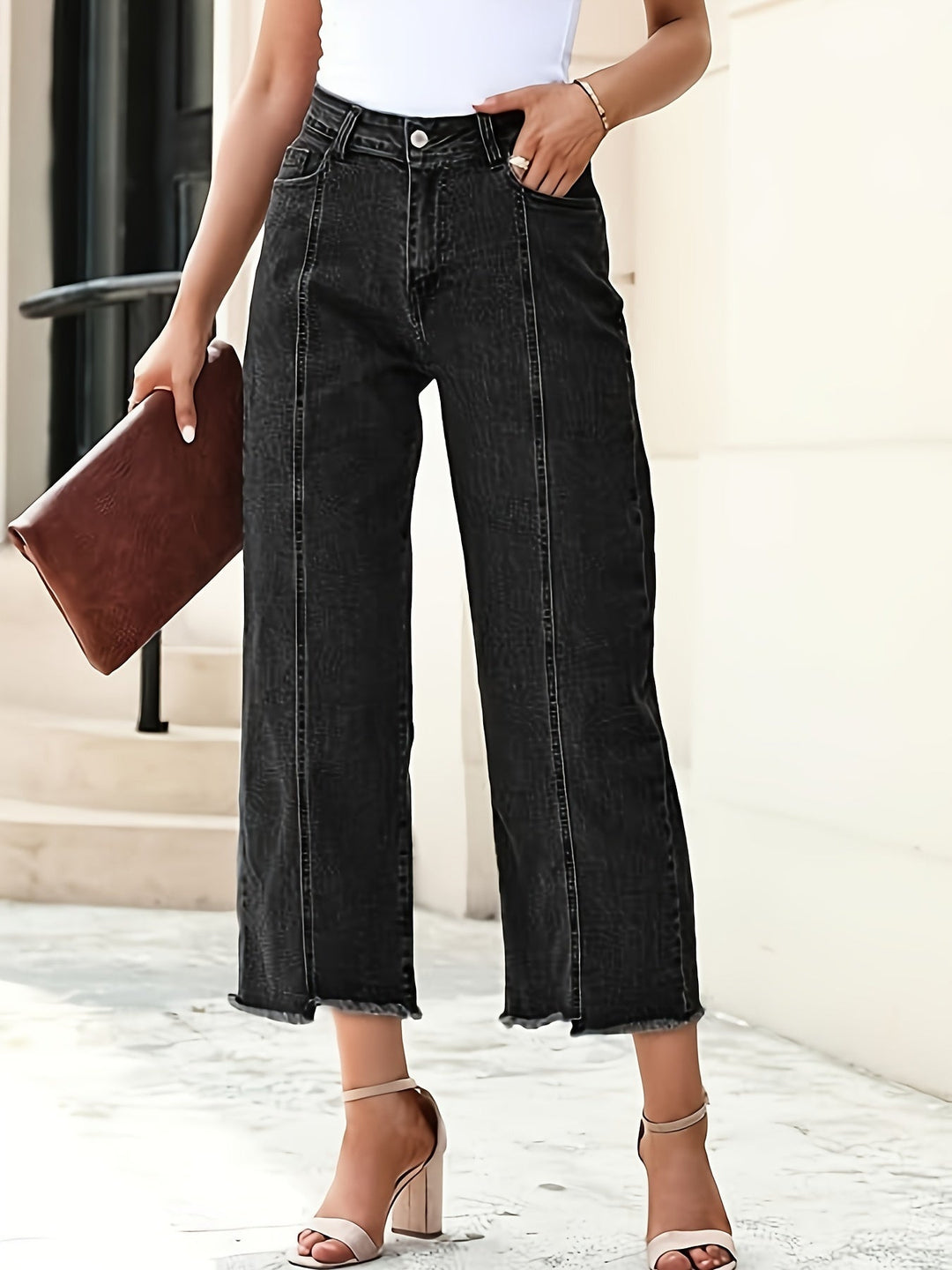 Tailored Cropped Straight-Leg Jeans