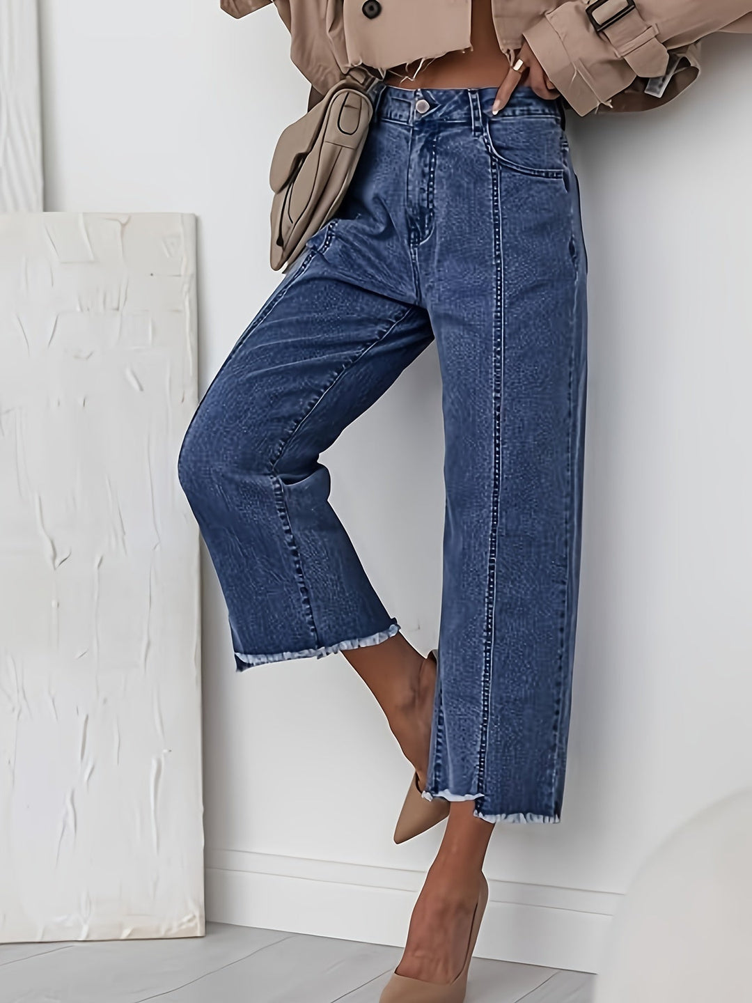Tailored Cropped Straight-Leg Jeans