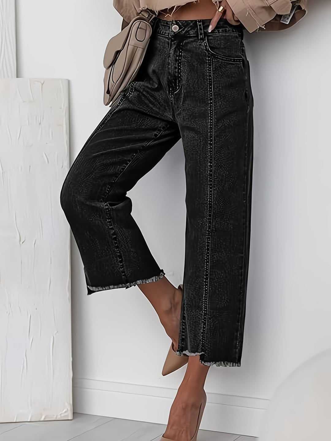 Tailored Cropped Straight-Leg Jeans