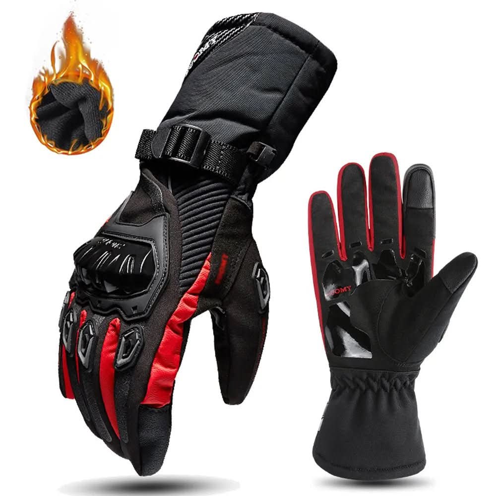 THERMOGRIP Moto Gloves - Waterproof winter motorbike gloves with 3-layer insulation &amp; carbon fibre protection
