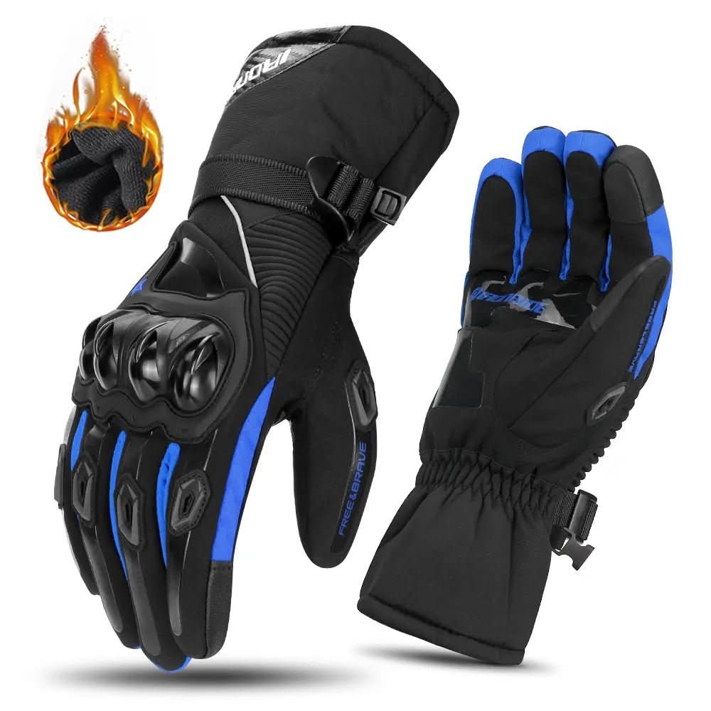 THERMOGRIP Moto Gloves - Waterproof winter motorbike gloves with 3-layer insulation &amp; carbon fibre protection